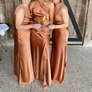 Revelry - Veronica Satin dress in Copper - Size 6